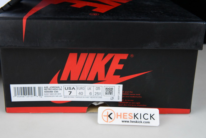 Air Jordan 1 Retro High Black White Light Smoke Grey 555088-035