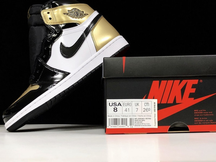 Jordan 1 Retro High NRG Patent Gold Toe 861428-007